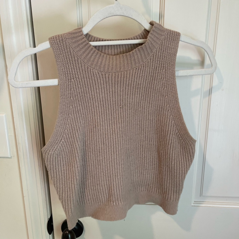 Ee:some Tan Crochet Sweater